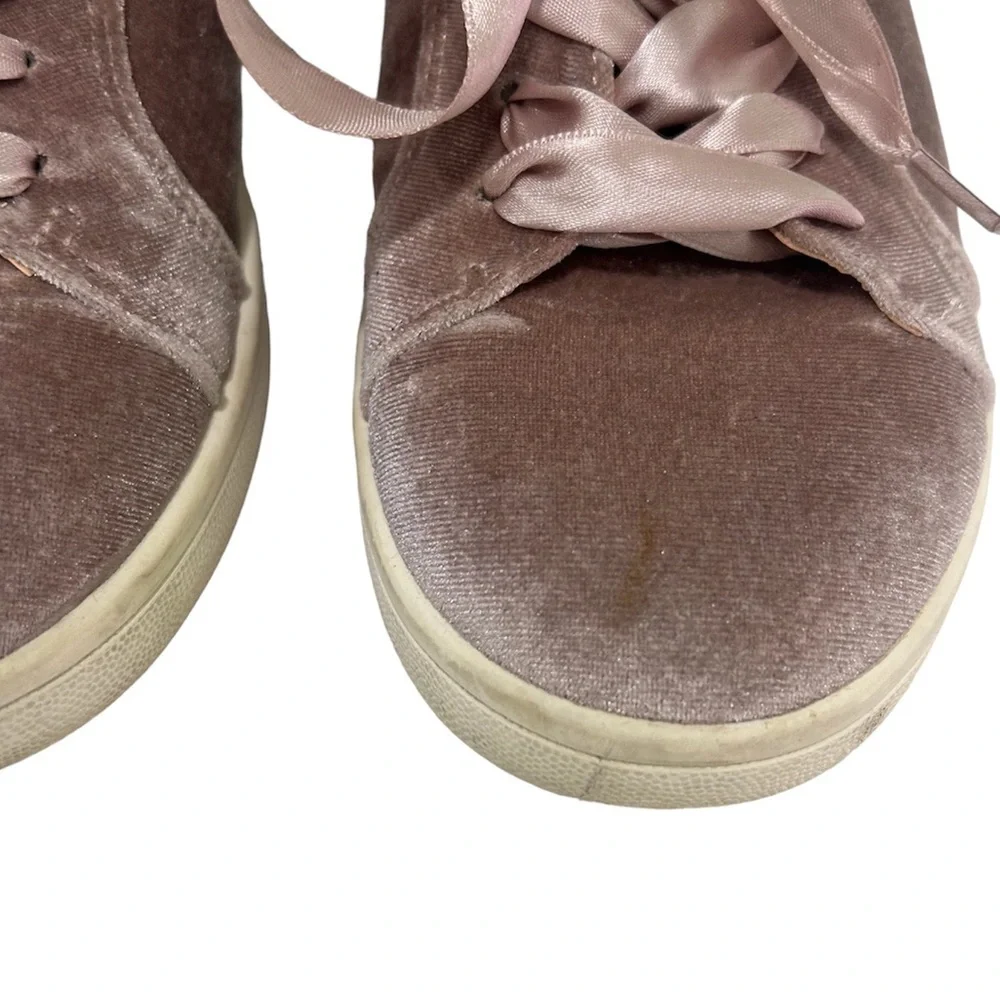 SAM EDELMAN Marlow Blush Velvet Sneakers Tie Shoes 8.5 - Picture 5 of 7